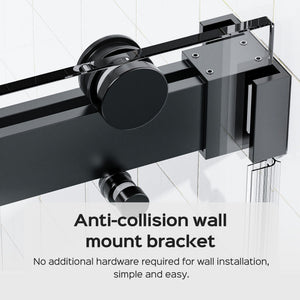 Frameless Double Sliding Shower Door In, Thick Tempered Glass, Reversible Installation