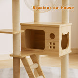 48.8' Modern Wooden Cat Tower for Indoor Cats