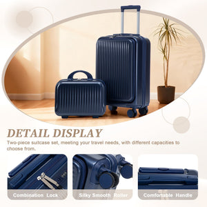 ABS Spinner Luggage Set with Combination Lock - Navy