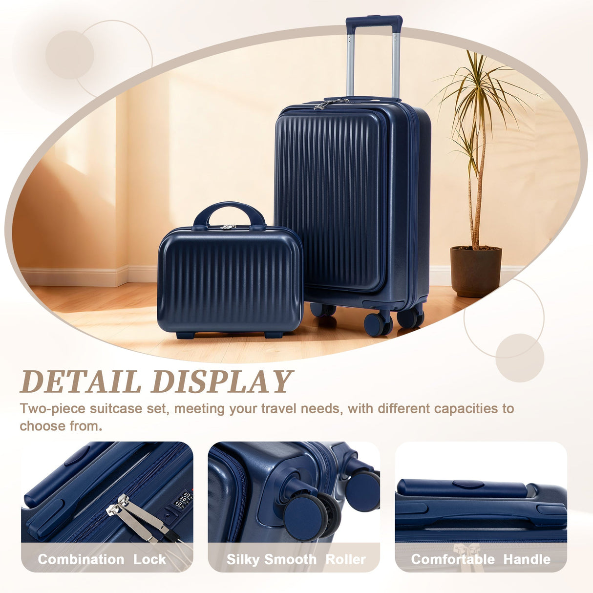 14'/20' ABS 2-Piece Spinner Wheel Luggage Set with Combination Lock