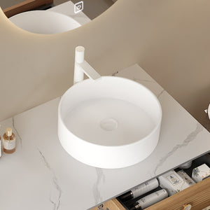 MUNIN 16'' Bathroom Sink, Round Vessel Ceramic Basin