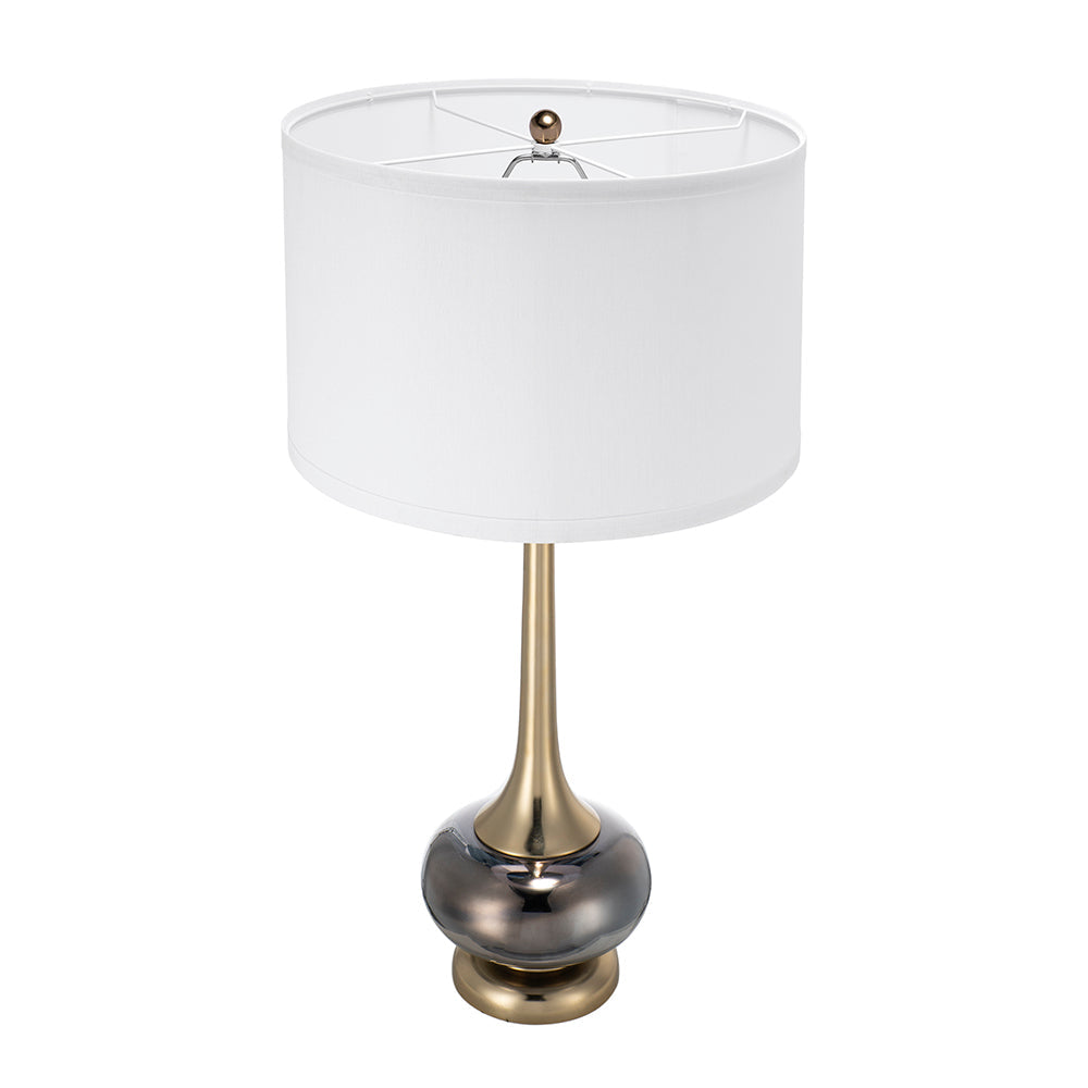 D15x29 Table Lamp with Glass Drum Shade – Aluminum Base
