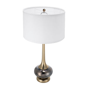D15x29 Table Lamp with Glass Drum Shade – Aluminum Base