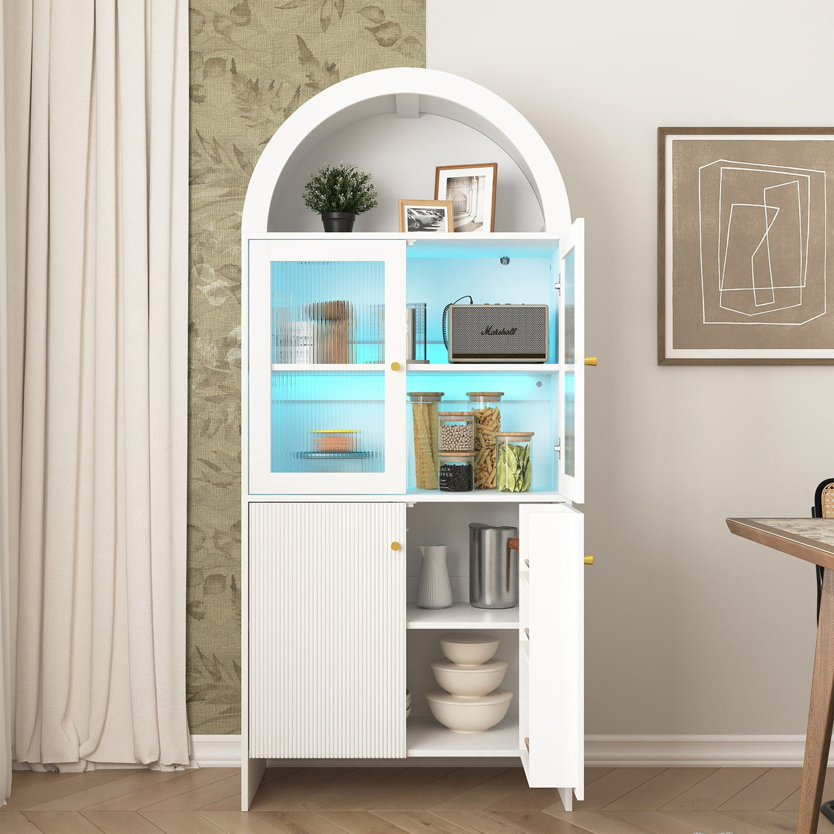 Modern Tech Inspired Dome Cabinet With LED Lighting