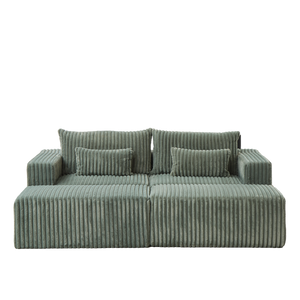 87' Oversized Sectional Lounge Chaise with Plush Corduroy Fabric