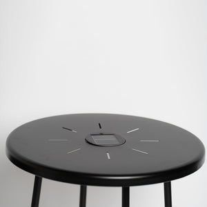 2-Pack Solar Powered Side Table with LED Light, Outdoor/Indoor Nesting Round End Table Set