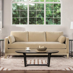 Knox 84' Modern Farmhouse Sofa, Fawn Brown Performance Velvet
