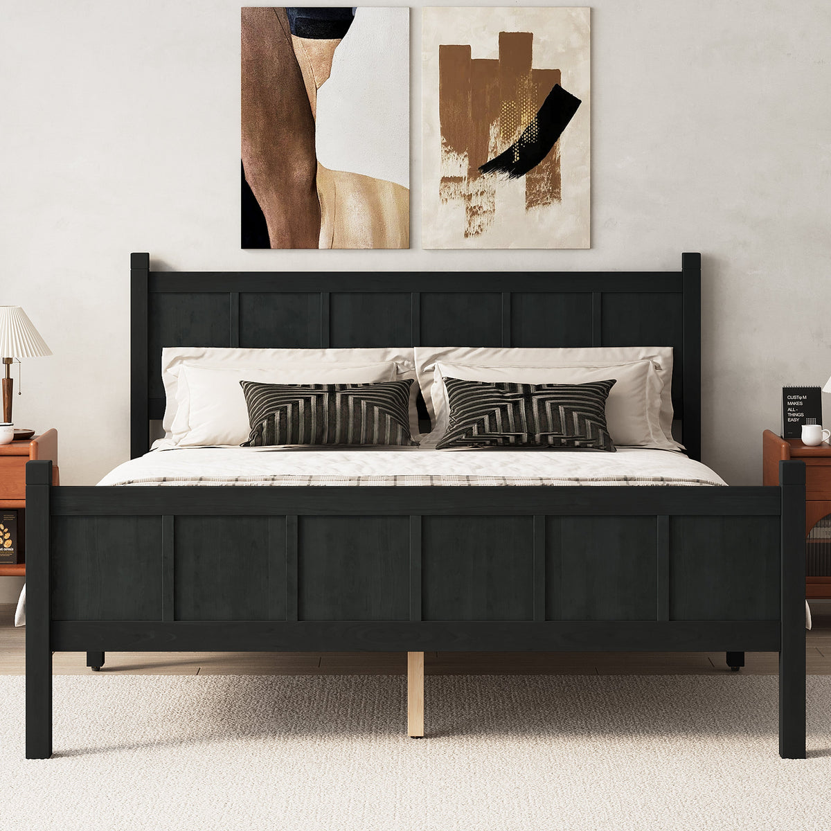 Queen Size Flat Panel Bed with Headboard & Footboard