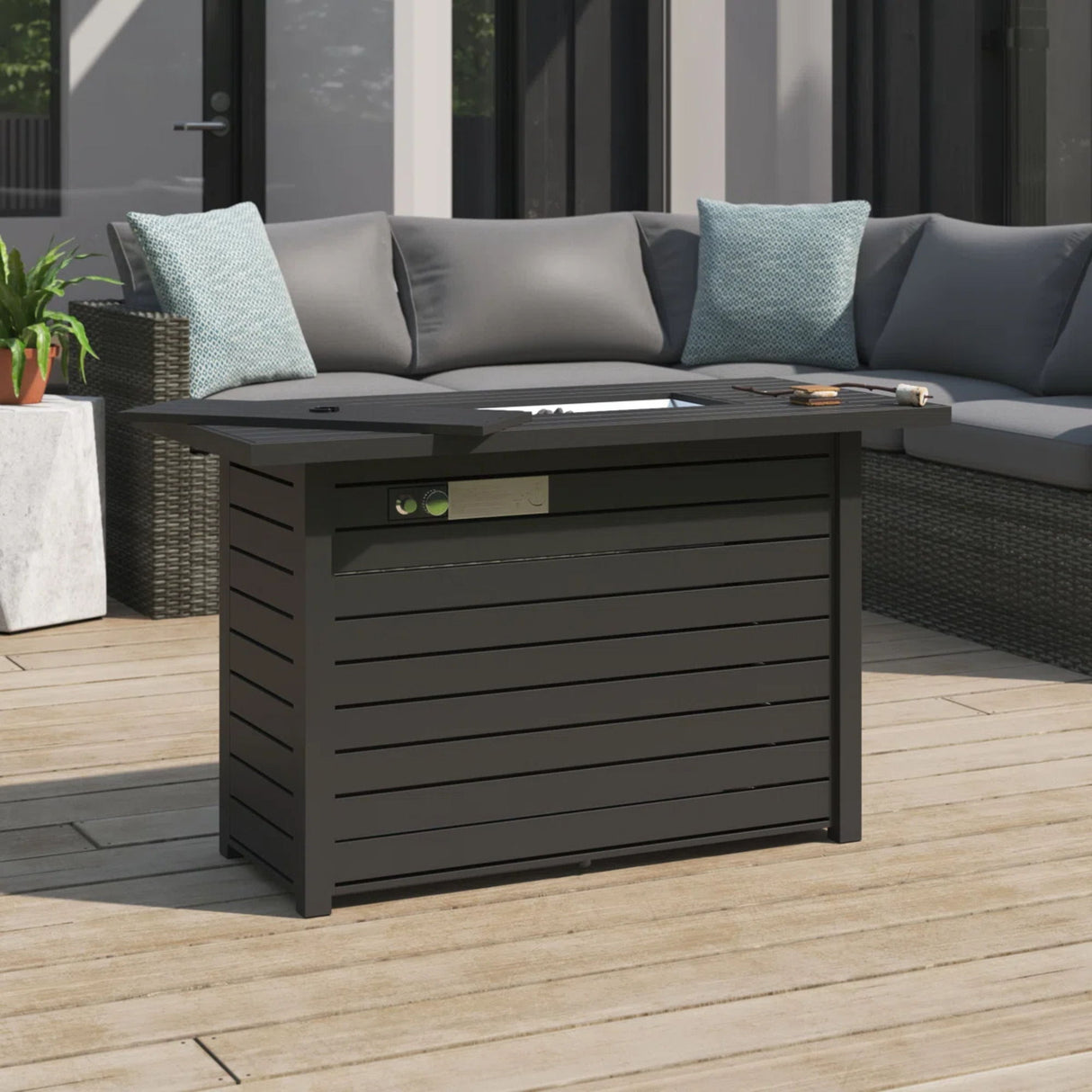 Outdoor Fire Pit Table With Lid Fuel Versatility