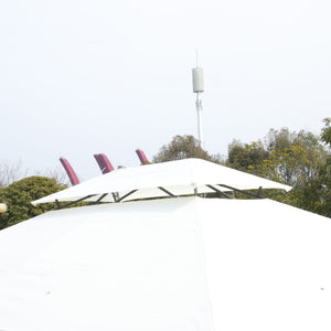 Outdoor Patio Gazebo Tent With Ventilated Double Roof And Sidewall
