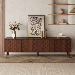 70inch Modern TV Stand for TVs up to 80 Inches with Walnut Legs
