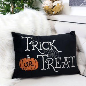 Trick or Treat Halloween Lumbar Pillow – Embroidered
