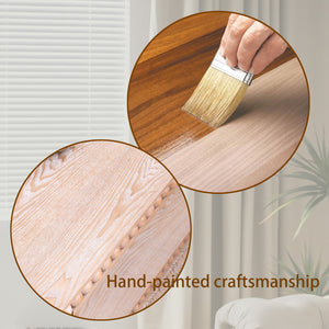 Rustic Beaded Edge Coffee Table – 47.6' Rectangular Center Table with Open Storage Shelf, Natural Finish, Modern Farmhouse Style