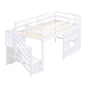 Loft Bed With Storage Staircase, Window & LED Light