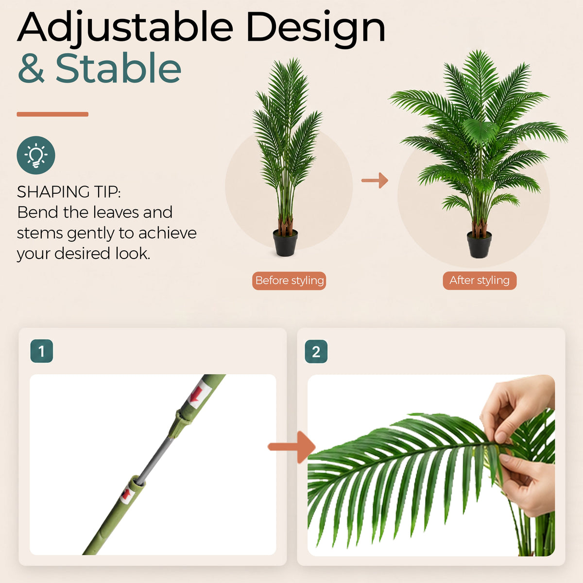 Artificial Palm Tree 6ft - Large Fake Tropical Tree (2 Pack)