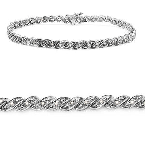 0.27 Carat Genuine White Diamond .925 Sterling Silver Bracelet