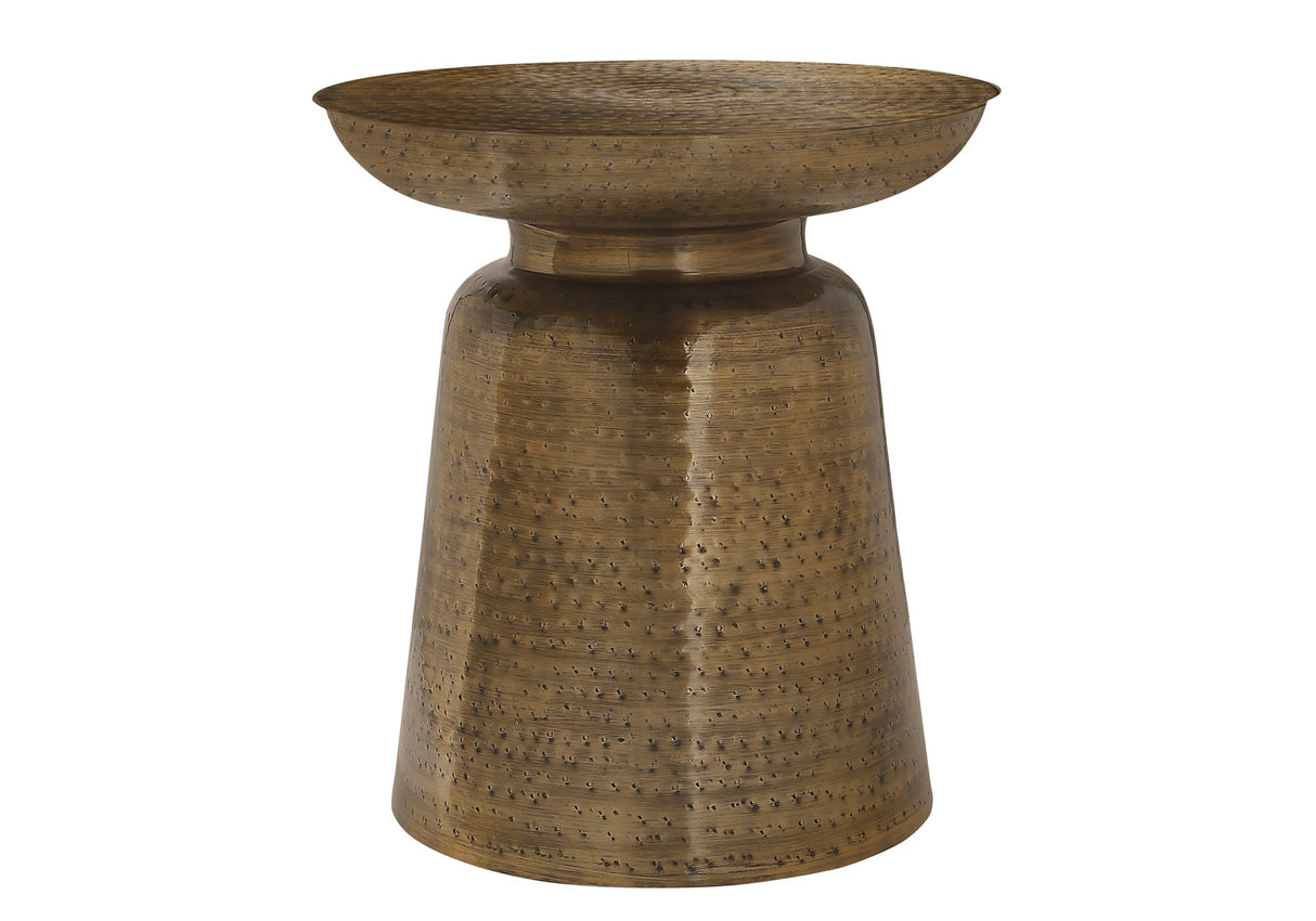 Arcanite End Table with Bell Shaped Base and Hammered Texture
