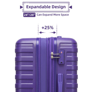 6-Piece Purple Expandable Hardshell Luggage Set with TSA Locks
