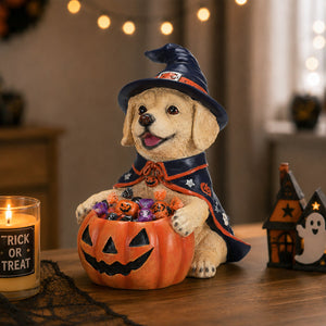 Halloween Labrador Retriever Witch Puppy Figurine