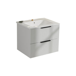Modern Wall Mounted Floating Bathroom Vanity with Sink and Drawers