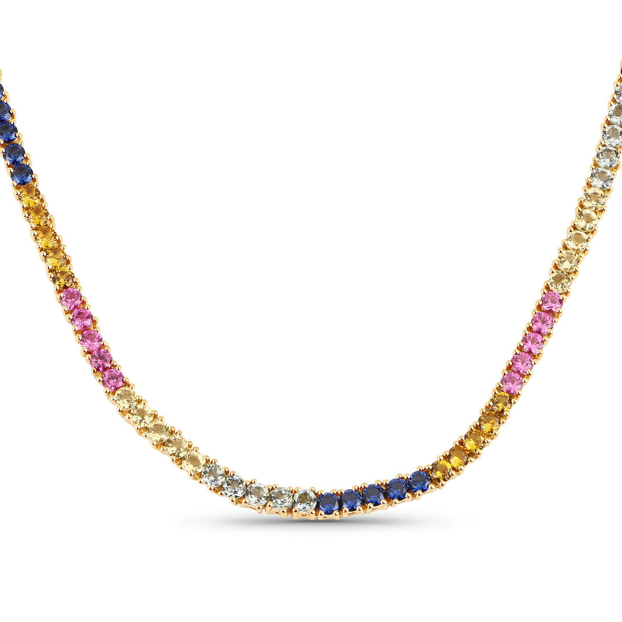 11.65 Carat Created Multi Sapphire .925 Sterling Silver Necklace
