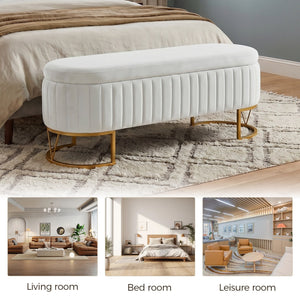 Storage Bench Bedroom Bench with Golden Metal Legs