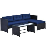 Loveseat Sofa Chaise Lounge Coffee Table Patio Furniture Set