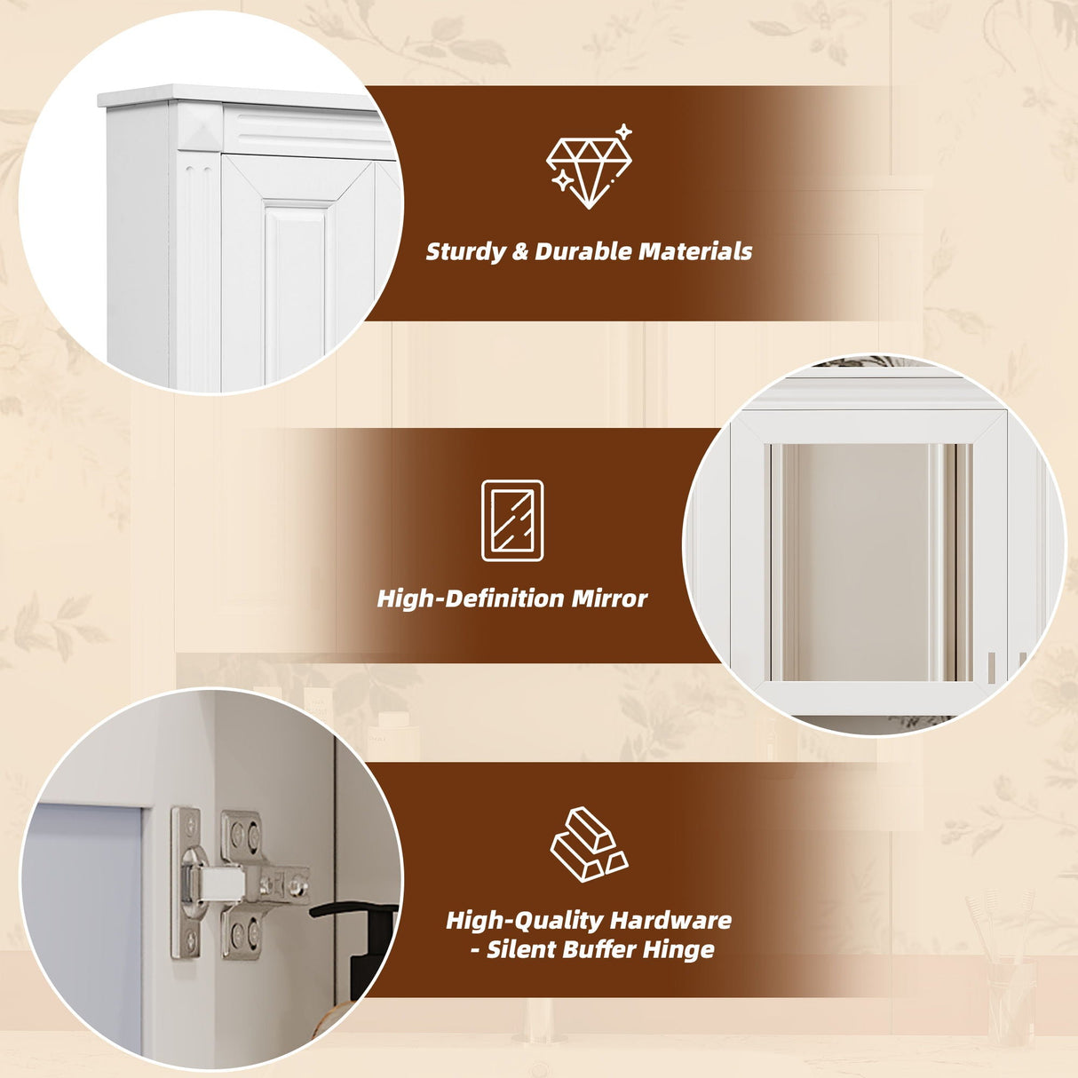 Wall-Mounted Bathroom Cabinet With Mirror And Open Shelf - White