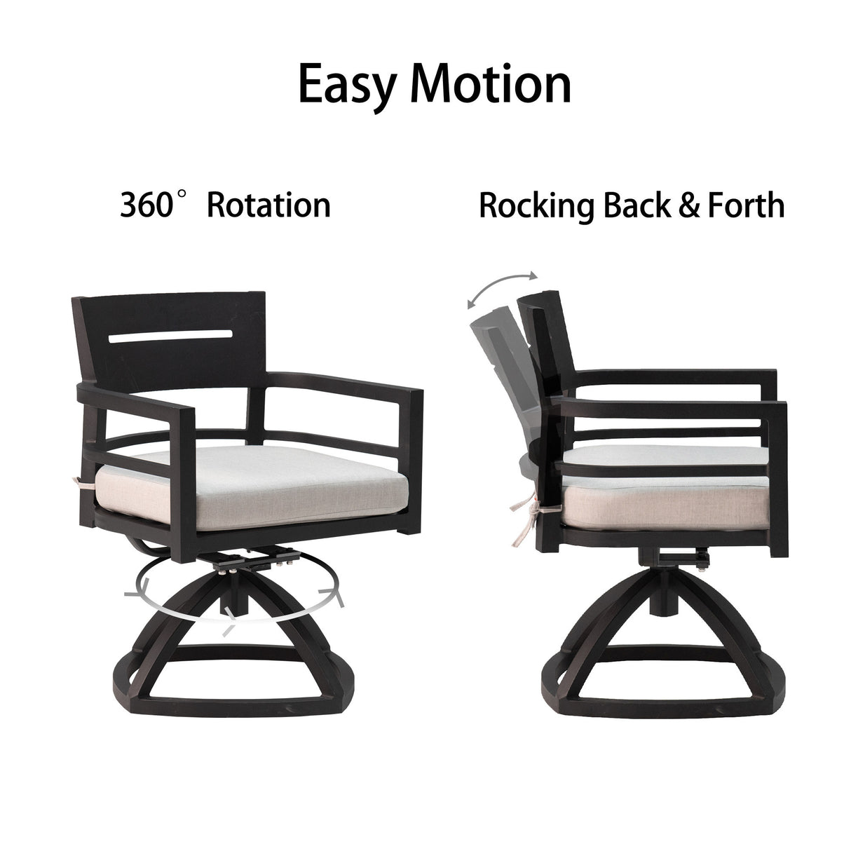 7-piece outdoor patio aluminum furniture, modern dining set, ember black