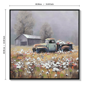 Farmhouse Old Truck Canvas Wall Art, 24x24 Inches
