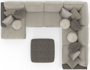 Canyon - 4 Piece Sectional With Cuddler Seat Cushions, Included Accent Pillows And Cocktail Ottoman (Left Side Facing Chaise) - Umber