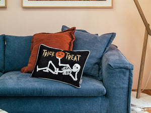 Trick or Treat Skeleton Velvet Throw Pillow Set of 2
