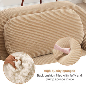 Three-Seat Modular Sofa With 3 Ottomans – Camel