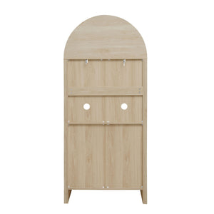 Arched Kitchen Pantry, Modern Farmhouse Wood Kitchen Storage Cabinets, Arched Storage Display Cabinet With Adjustable Shelves, Versatile Cupboard For Kitchen, Dining Room, Living Room - Natural