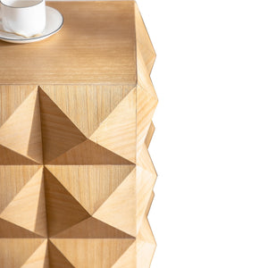 23.62" Height Three-Dimensional Embossed Pattern Wooden Nightstand