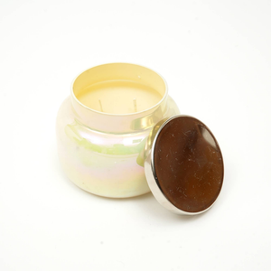 Scented Wax Candle Jar with Lid in Pastel Yellow