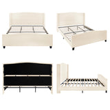 King Size Bed Frame with Upholstered Teddy Velvet Headboard