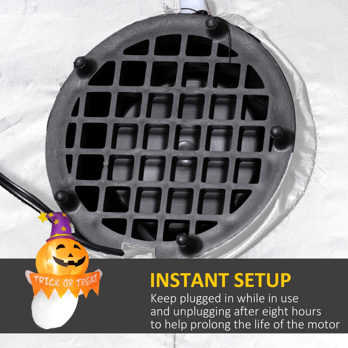 Inflatable Halloween Ghost Window Sticker with LED Lights - White