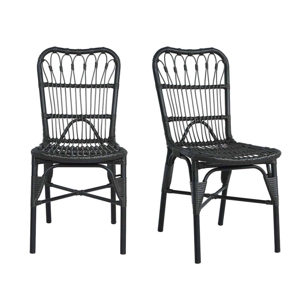 Outdoor Wicker Patio Dining Chairs Set with Durable Frame and Rattan Weave