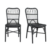Outdoor Wicker Patio Dining Chairs Set with Durable Frame and Rattan Weave