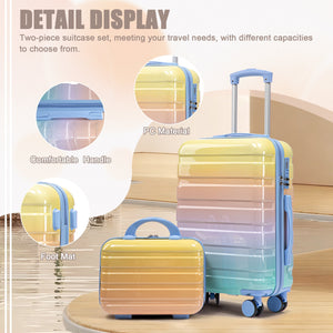 14'/20' 2-Piece PC Spinner Wheel Luggage Set in Gradient Blue and Yellow