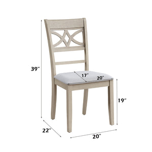 Antique Gray Side Chair Set with Padded Cushion - Set of 2