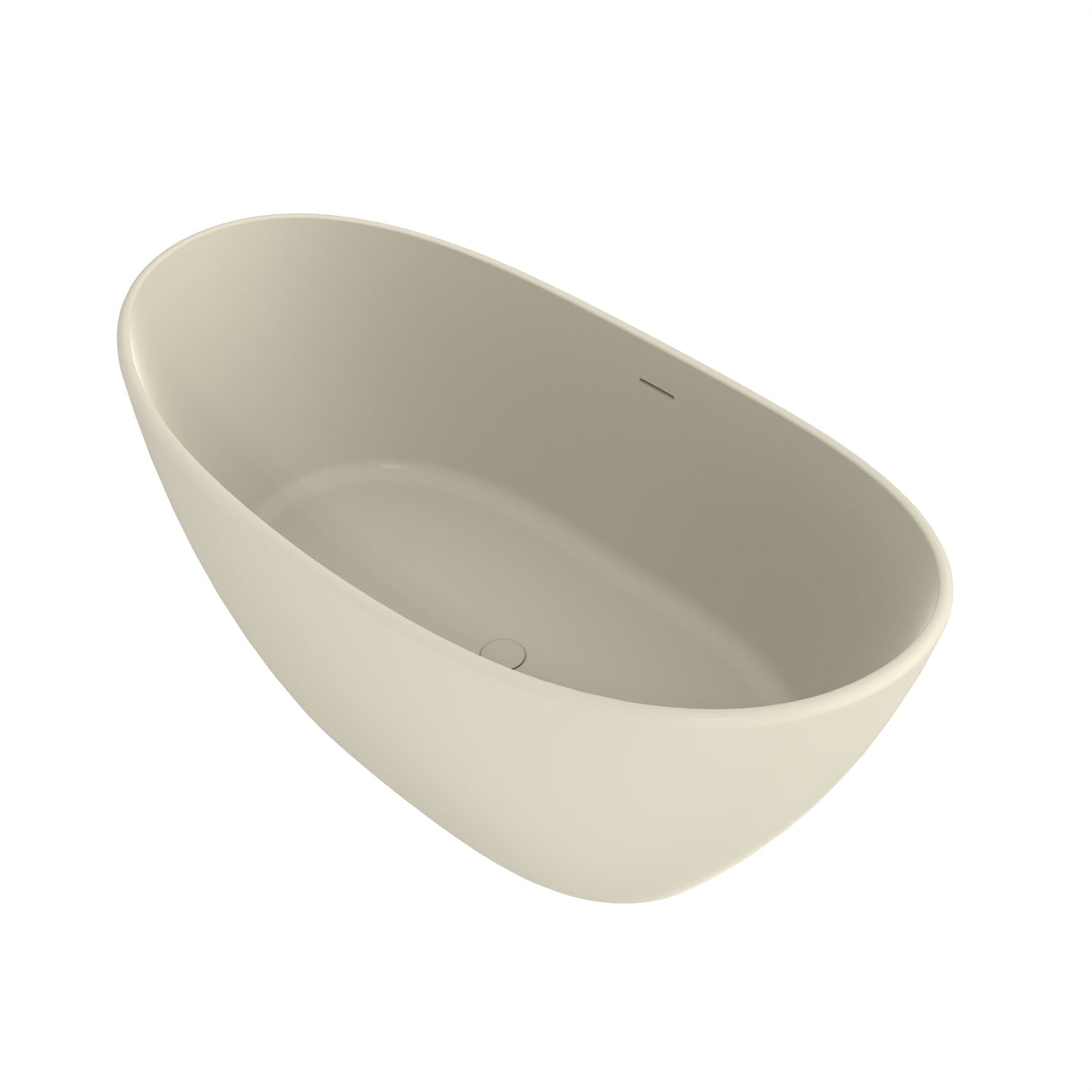 61 Inch Freestanding Solid Surface Soaking Bathtub