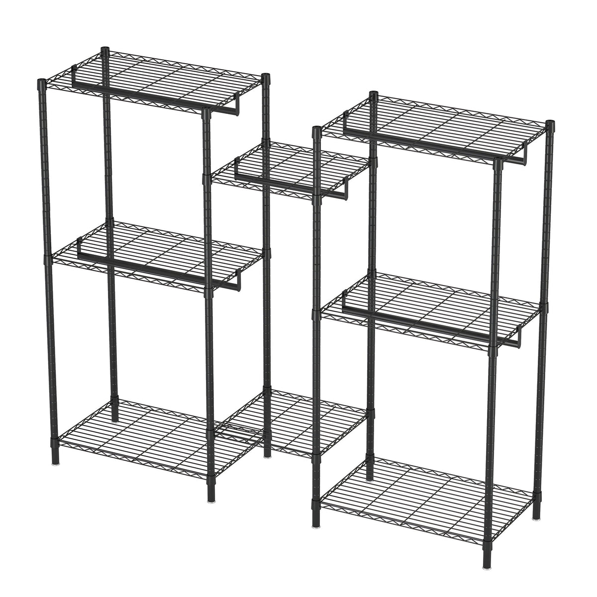 Heavy Duty Garment Rack with Adjustable Shelves and Rails - Black