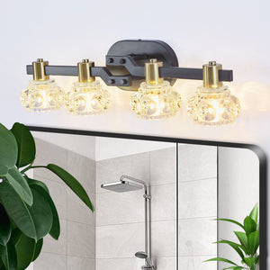 24" Vintage 4-Light Wall Sconce with Clear Crystal Shades