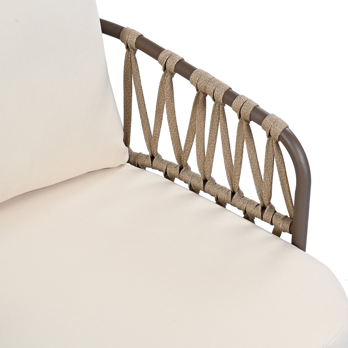 4-Piece Outdoor Patio Furniture Set with Metal Frame and Woven Rope