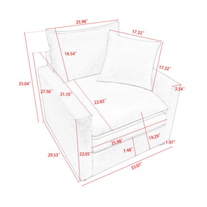 Plush Chenille Armchair with Deep Seating and Double-Layer Cushions