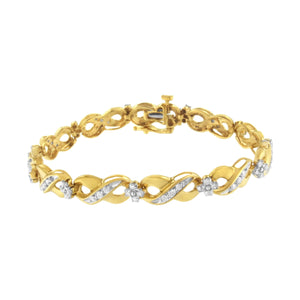 10K Yellow Gold Round-Cut Diamond Infinite Love Bracelet (1.00 cttw, I-J Color, I2-I3 Clarity)