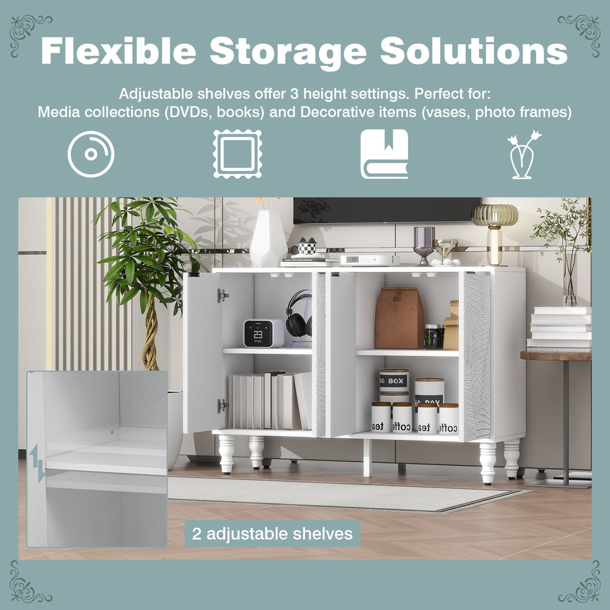 47.2'' Modern TV Stand with 2 Spacious Storage Cabinets