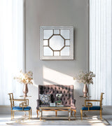 Antique Style Decorative Square Wall Mirror with Mirrored Frame